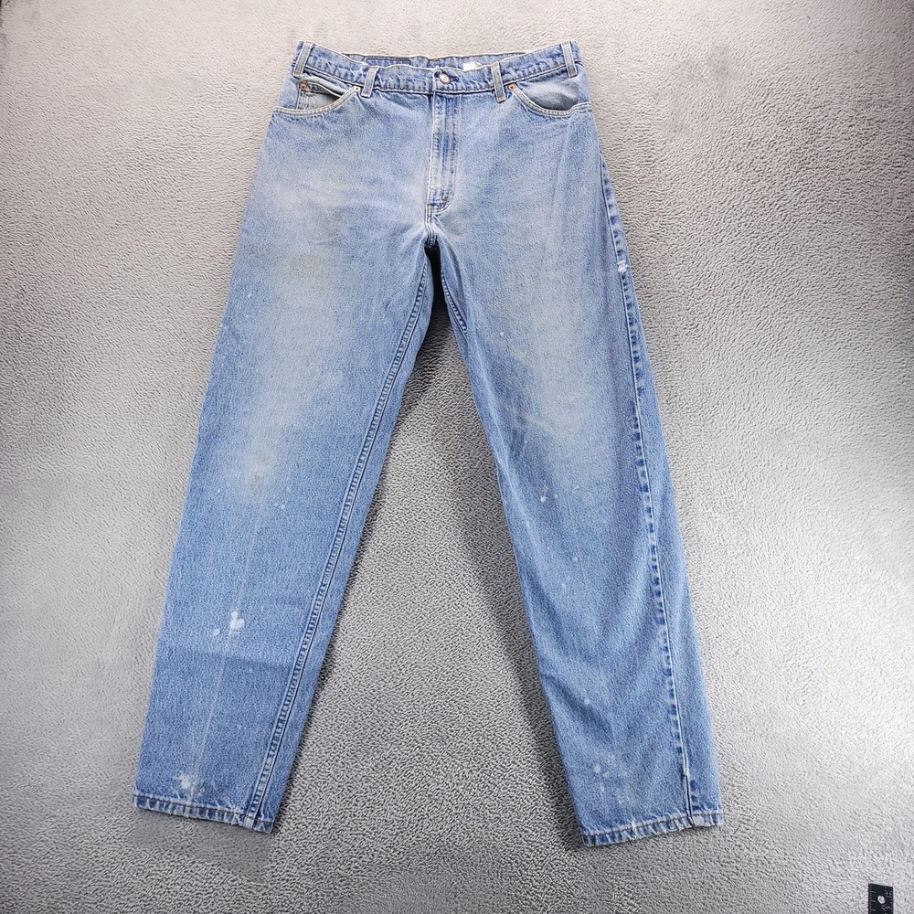 VTG Levis 550 Jeans Mens 36x34 Blue Relaxed Tapered Light Wash Distressed Denim